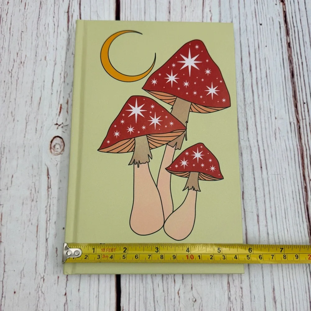 Ark Made Mushroom Moon Lined Journal Hardcover Handmade Notebook Sage Green 50pg